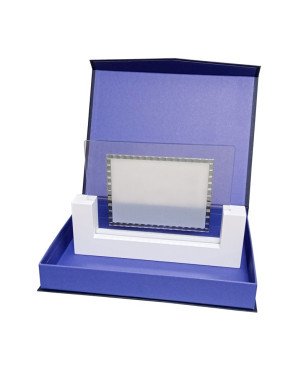 Placa de Aluminio con Soporte de Madera Blanca (27x19cm) y Cristal – Incluye Estuche | 12975-E