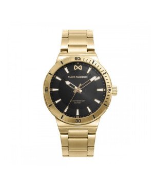 Reloj MARK MADDOX Para Hombre - Analógico Brazalete con Armis de Acero IP Dorado y Esfera Negra 10 ATM - HM0146-57