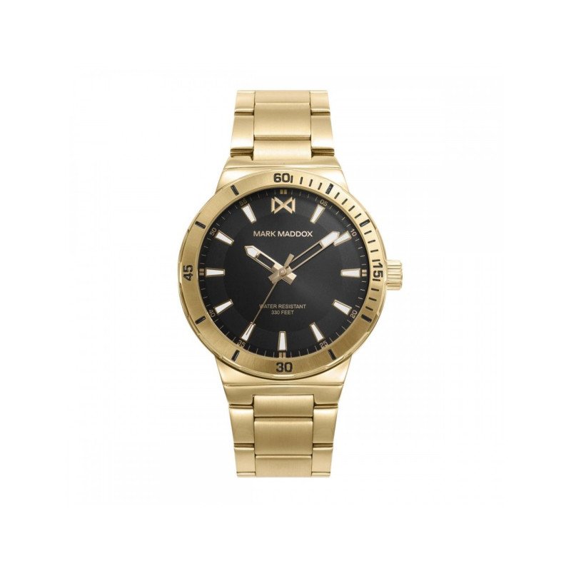 Reloj MARK MADDOX Mission Hombre - Brazalete con Armis de Acero IP Dorado - Esfera Negra | 10 ATM | HM0146-57