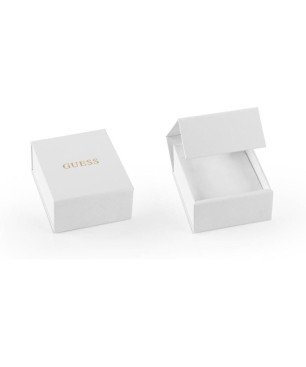 Collar GUESS My Secret Para Mujer - Cadena de Acero con Colgante Candado Plateado Cubierto de Pedrería | JUBN05417JWRHT-U