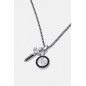 Collar GUESS Rebel Knight Para Hombre - Cadena Trenzada de Acero con Daga y Placa 4G con Piedras en Negro | JUMN05075JWSTT-U