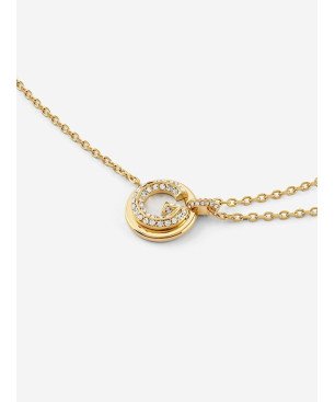 Collar GUESS G Crystal Para Mujer - Doble Cadena de Acero e IP Dorado con Colgante G Acero y Madreperla | JUBN05437JWYGT-U