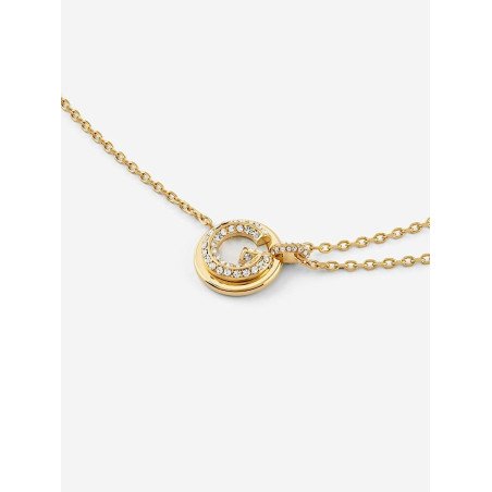 Collar GUESS G Crystal Para Mujer - Doble Cadena de Acero e IP Dorado con Colgante G Acero y Madreperla | JUBN05437JWYGT-U