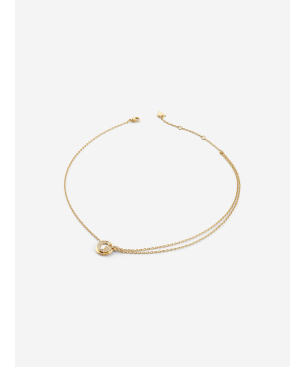 Collar GUESS G Crystal Para Mujer - Doble Cadena de Acero e IP Dorado con Colgante G Acero y Madreperla | JUBN05437JWYGT-U