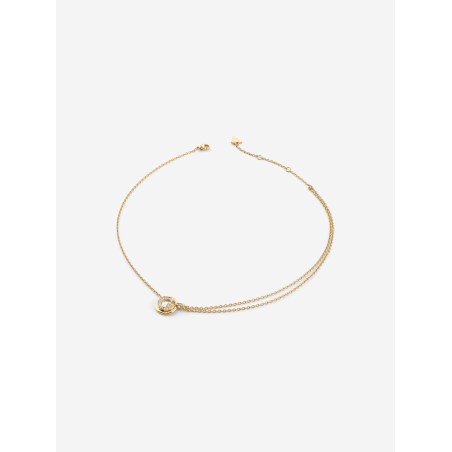 Collar GUESS G Crystal Para Mujer - Doble Cadena de Acero e IP Dorado con Colgante G Acero y Madreperla | JUBN05437JWYGT-U