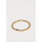 Pulsera GUESS Rebel Moon - Cadena de Eslabones Acero e IP Dorado y Placa Central con Flor de Lis sobre Negro  | JUMB05066JWYGBKS