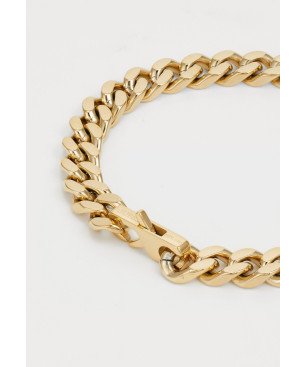 Pulsera GUESS Rebel Moon - Cadena de Eslabones Acero e IP Dorado y Placa Central con Flor de Lis sobre Negro  | JUMB05066JWYGBKS