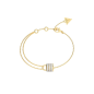 Pulsera GUESS My Secret Para Mujer - Doble Cadena de Acero IP Dorado y Candado Cubierto con Pedrería | JUBB05418JWYGS