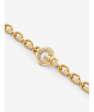 Pulsera GUESS G Crystal Para Mujer - Acero IP Dorado con Colgante G Cubierto de Piedras Sobre Fondo Madreperla | JUBB05438JWYGS