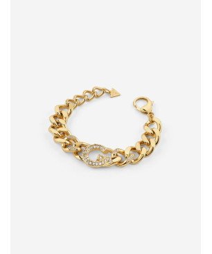 Pulsera GUESS G Crystal Para Mujer - Cadena Gruesa de Acero IP Dorado con G Cubierta de Pedrería | JUBB05433JWYGS