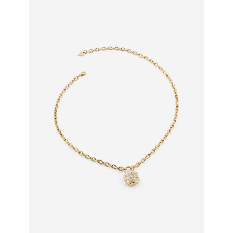 Collar GUESS My Secret Para Mujer - Cadena de Eslabones Acero IP Dorado y Candado Cubierto con Pedrería | JUBN05415JWYGT-U