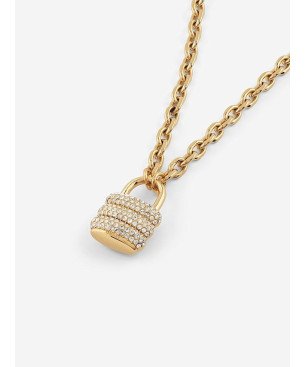 Collar GUESS My Secret Para Mujer - Cadena de Eslabones Acero IP Dorado y Candado Cubierto con Pedrería | JUBN05415JWYGT-U