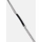 Pulsera GUESS Noir Para Hombre - Cadena Trenzada de Acero Plateada y Pieza Central con Piedras en Negro | JUMB05099JWSTS