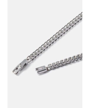 Pulsera GUESS Noir Para Hombre - Cadena Trenzada de Acero Plateada y Pieza Central con Piedras en Negro | JUMB05099JWSTS
