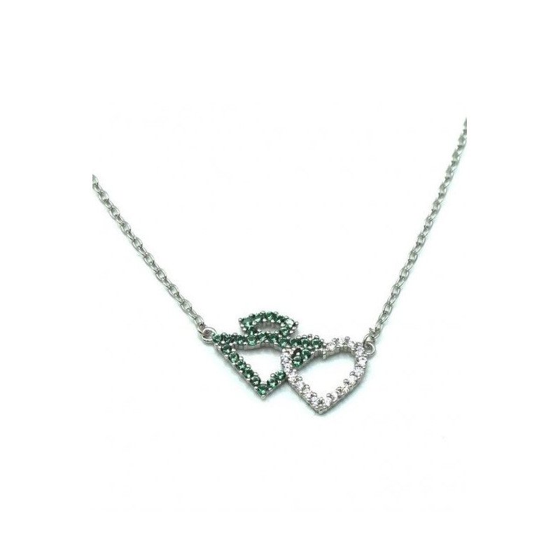 Collar AMOR Real Betis Balompié - Cadena y Colgante Entrelazado de Plata de Ley con Circonitas Brillantes | CJ1041A