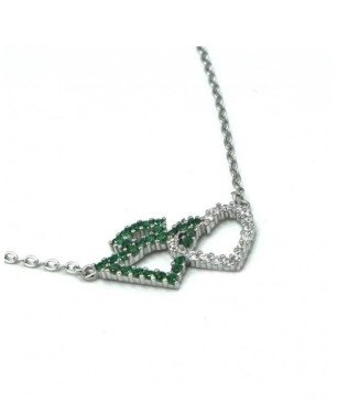 Collar AMOR Real Betis Balompié - Cadena y Colgante Entrelazado de Plata de Ley con Circonitas Brillantes | CJ1041A