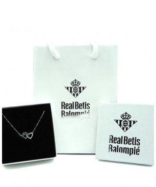 Collar AMOR Real Betis Balompié - Cadena y Colgante Entrelazado de Plata de Ley con Circonitas Brillantes | CJ1041A
