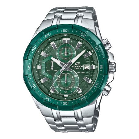 Reloj EDIFICE Analógico para Hombre Bisel 3D y Acabado Verde IP – Acero Inoxidable | 10 BAR EFR-539DE-3AVUEF