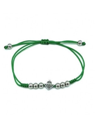 Pulsera Real Betis Balompié Oficial - Macramé Verde Ajustable con Adornos y Escudo de Acero | CJ5019A