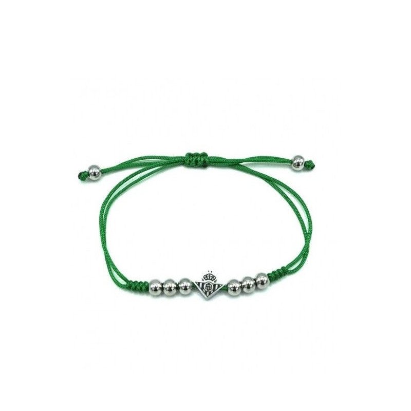 Pulsera Real Betis Balompié Oficial - Macramé Verde Ajustable con Adornos y Escudo de Acero | CJ5019A Pulsera Real Betis Balompié Oficial - Macramé Verde Ajustable con Adornos y Escudo de Acero | CJ5019A