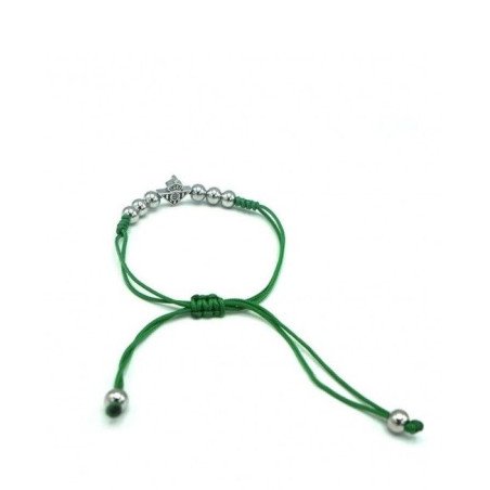 Pulsera Real Betis Balompié Oficial - Macramé Verde Ajustable con Adornos y Escudo de Acero | CJ5019A