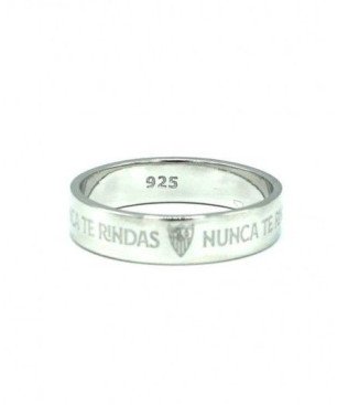 Anillo Sevilla F. C. Oficial - Talla 16 - Plata de Ley con Grabado Escudo y Frase "Nunca te Rindas" | CJ7003A16