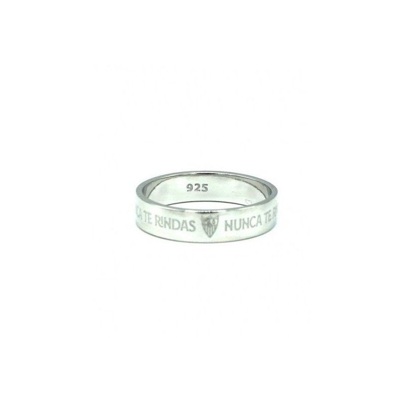 Anillo Sevilla F. C. Oficial - Talla 16 - Plata de Ley con Grabado Escudo y Frase "Nunca te Rindas" | CJ7003A16