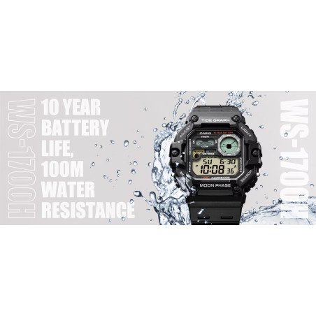 Reloj CASIO Digital Negro para Hombre Aventuras en el Mar – Gráfico de Mareas, Fases Lunares y Batería de 10 Años | 10 BAR
