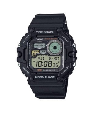 Reloj CASIO Digital Negro para Hombre Aventuras en el Mar – Gráfico de Mareas, Fases Lunares y Batería de 10 Años | 10 BAR