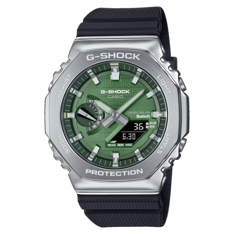 Reloj G-SHOCK Unisex – Metal Octogonal Tough Solar y Bluetooth® | 20 BAR | Correa Bio-Resina y Esfera Verde – GBM-2100A-1A3ER
