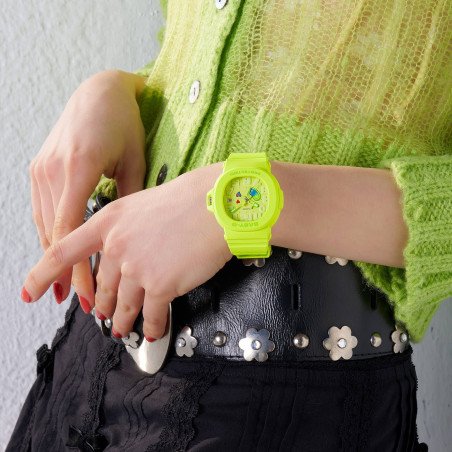 Reloj G-SHOCK BABY-G Esfera de Colores y Bisel Verde Lima/Amarillo Neón – Corazones Dinámicos | 10 BAR | Analógico| BGA-10-3AER