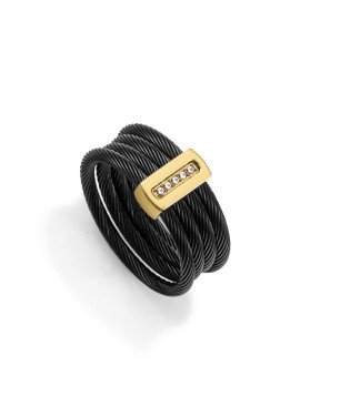 Anillo VICEROY Para Mujer - Acero e IP Negro/Dorado - Cables y Barra con Circonitas | TALLA 14 (17,19mm) 15194A01410