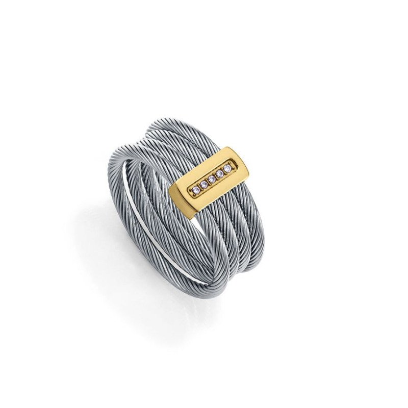 Anillo VICEROY Para Mujer - Acero e IP Dorado - Cables y Barra con Circonitas | TALLA 18 (18,46mm) 15193A01800 Anillo VICEROY Para Mujer - Acero e IP Dorado - Cables y Barra con Circonitas | TALLA 18 (18,46mm) 15193A01800
