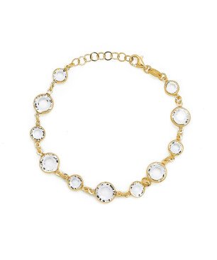Pulsera VICTORIA CRUZ Basic Para Mujer  - Cristales Plata de Ley (7mm Y 9mm) - Baño en Oro 18KT | A0692-07DP