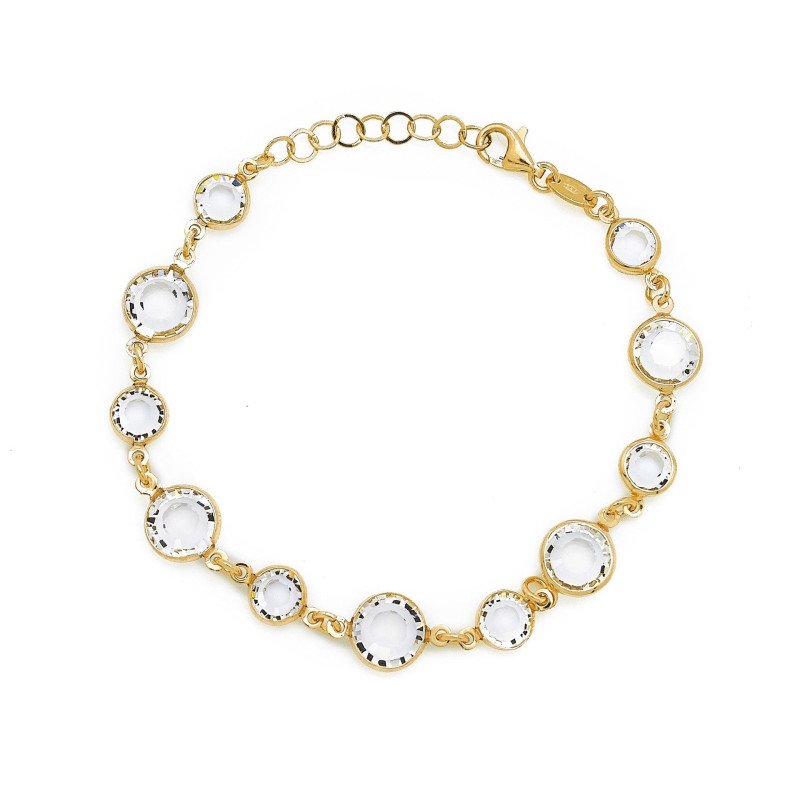 Pulsera VICTORIA CRUZ Basic Para Mujer  - Cristales Plata de Ley (7mm Y 9mm) - Baño en Oro 18KT | A0692-07DP