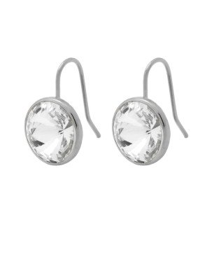 Pendientes VICTORIA CRUZ Basic Para Mujer - Ganchos Cortos con Cristal en Plata (15mm) - Baño en Rodio | A2404-07HT