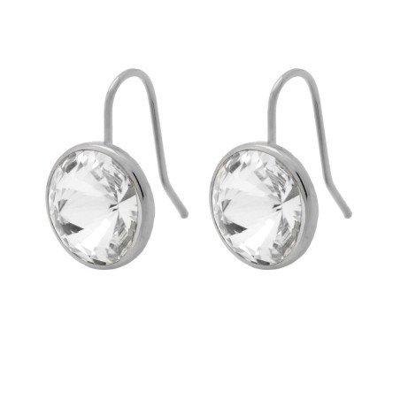 Pendientes VICTORIA CRUZ Basic Para Mujer - Ganchos Cortos con Cristal en Plata (15mm) - Baño en Rodio | A2404-07HT
