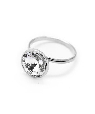 Anillo VICTORIA CRUZ Basic Para Mujer (11,5mm) - Anillo Ajustable de Cristal y Plata de Ley - Baño de Rodio | A2522-07HA