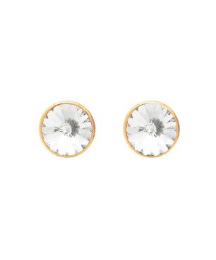 Pendientes VICTORIA CRUZ Basic Para Mujer - Cristal y Plata de Ley en Forma de Círculo (15mm) - Baño en Oro 18KT | A2520-07DT