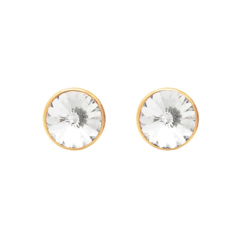 Pendientes VICTORIA CRUZ Basic Para Mujer - Cristal y Plata de Ley en Forma de Círculo (15mm) - Baño en Oro 18KT | A2520-07DT
