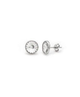 Pendientes VICTORIA CRUZ Basic Para Mujer - Cristal y Plata de Ley en Forma de Círculo (15mm) - Baño en Rodio | A2520-07HT