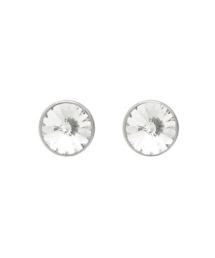 Pendientes VICTORIA CRUZ Basic Para Mujer - Cristal y Plata de Ley en Forma de Círculo (15mm) - Baño en Rodio | A2520-07HT