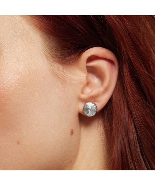 Pendientes VICTORIA CRUZ Basic Para Mujer - Cristal y Plata de Ley en Forma de Círculo (15mm) - Baño en Rodio | A2520-07HT