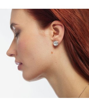 Pendientes VICTORIA CRUZ Basic Para Mujer - Cristal y Plata de Ley en Forma de Círculo (15mm) - Baño en Rodio | A2520-07HT