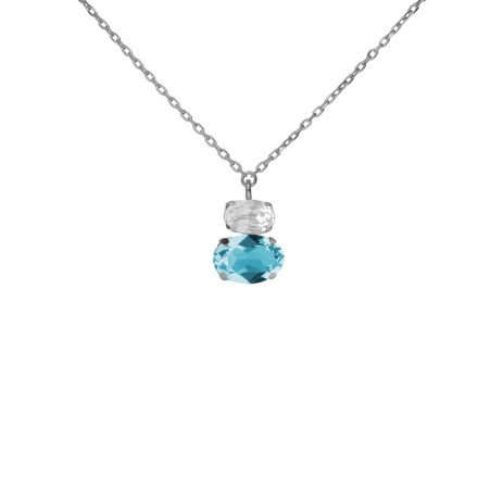 Collar Corto VICTORIA CRUZ Ombra Para Mujer - Cristales en Plata de Ley Forma Oval Aquamarine - Baño Rodio | A4512-10HG