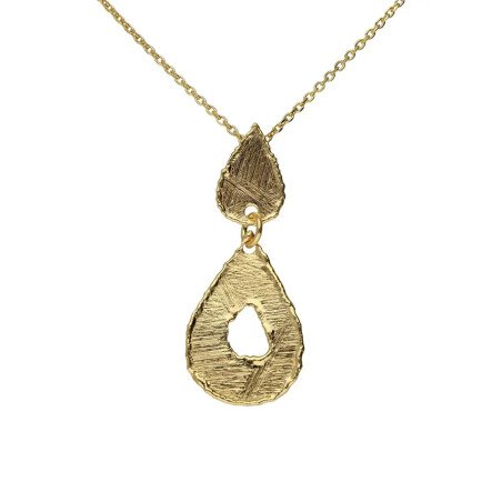 Collar Corto VICTORIA CRUZ Alaska Para Mujer - Lágrima con Textura en Plata de Ley - Baño en Oro 18KT | A5586-DG