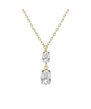 Collar Corto VICTORIA CRUZ Gemma Para Mujer - Cristales en Plata de Ley Forma Oval Crystal - Baño Oro 18KT | A4509-07DG
