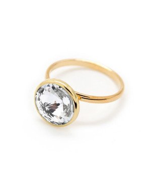 Anillo VICTORIA CRUZ Basic Para Mujer (11,5mm) -  Anillo Ajustable de Cristal y Plata de Ley - Baño en Oro 18KT | A2522-07DA