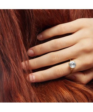 Anillo VICTORIA CRUZ Basic Para Mujer (11,5mm) -  Anillo Ajustable de Cristal y Plata de Ley - Baño en Oro 18KT | A2522-07DA