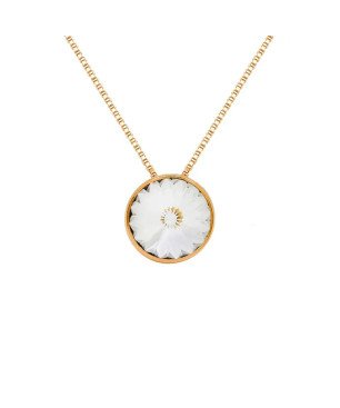 Collar Corto VICTORIA CRUZ Basic Para Mujer - Cristal y Plata de Ley en forma de Círculo (11,5mm) - Baño Oro 18KT | A2809-07DG